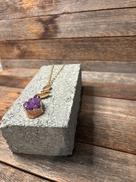 Purple Druzy Statement Necklace