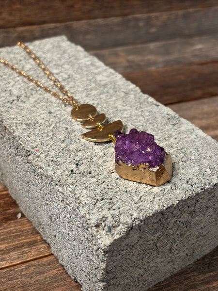 Purple Druzy Statement Necklace