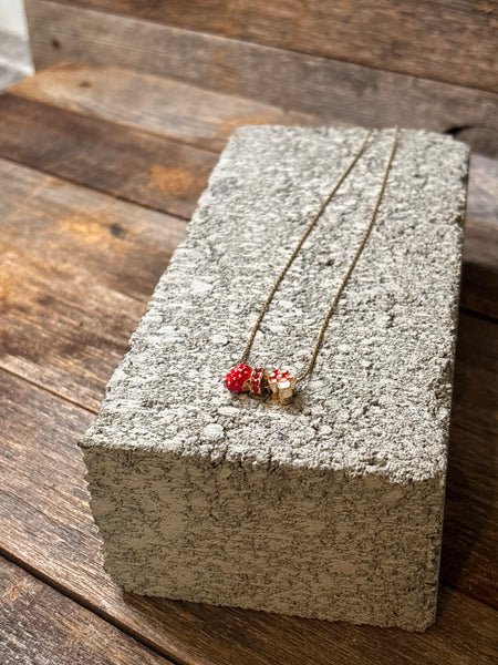 Strawberry & Mushroom Pendant Necklace