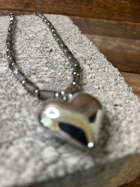 Silver Tone Heart Statement Necklace