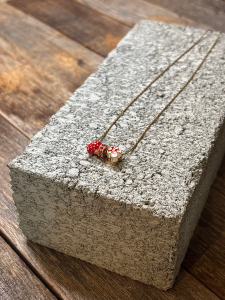 Strawberry & Mushroom Pendant Necklace
