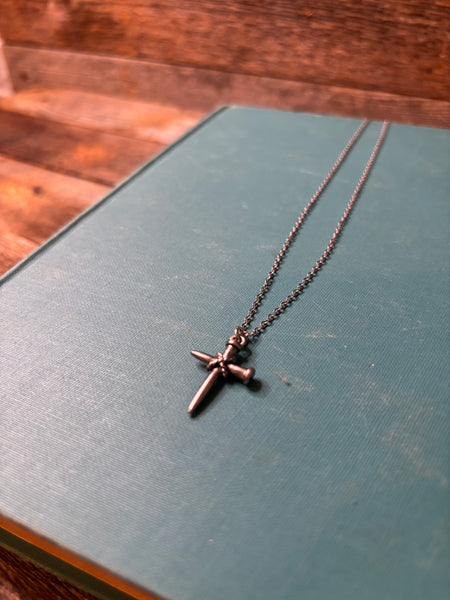 Silver Nail Cross Necklace