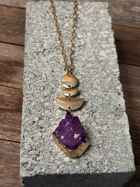 Purple Druzy Statement Necklace