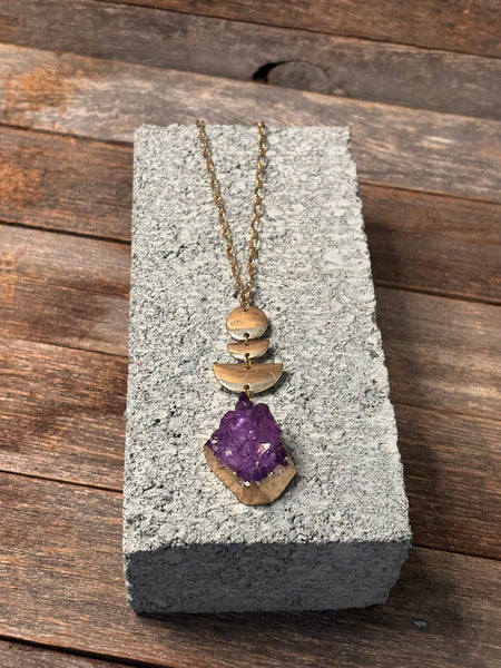 Purple Druzy Statement Necklace