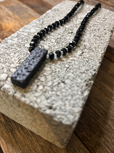 Black Lava Stone Statement Necklace
