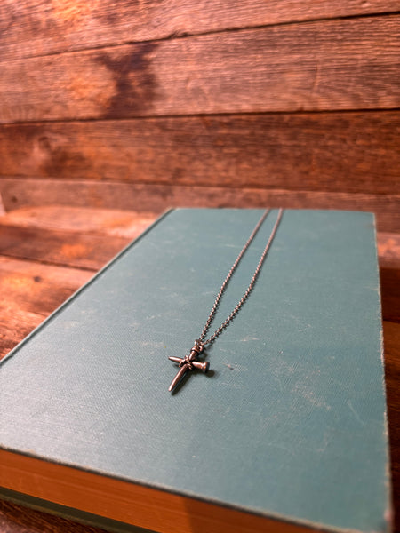Silver Nail Cross Necklace