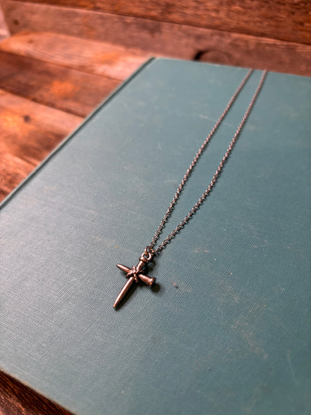 Silver Nail Cross Necklace