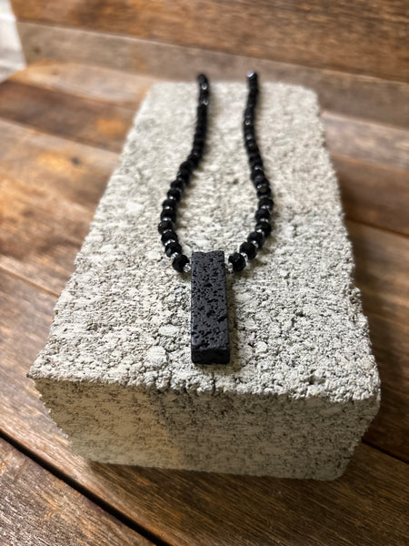 Black Lava Stone Statement Necklace