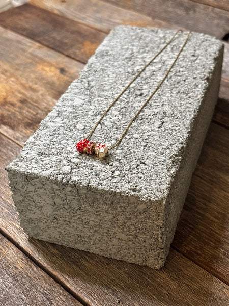 Strawberry & Mushroom Pendant Necklace